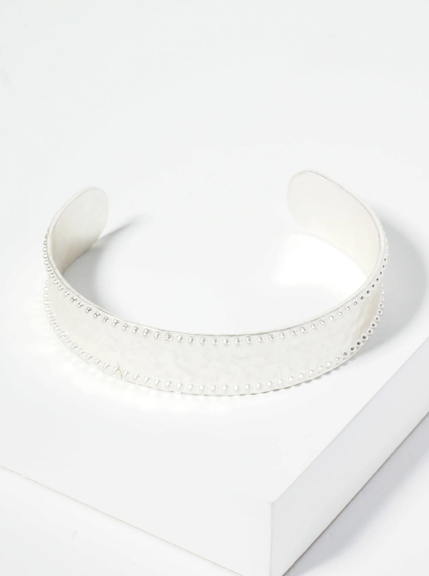 Ball And Hammer Textured Metal Open Cuff Bracelet