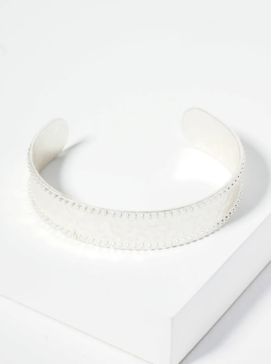 Ball And Hammer Textured Metal Open Cuff Bracelet