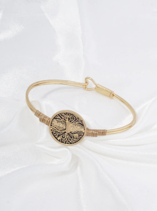 Bangle Bracelet With Tree Of Life Medallion
