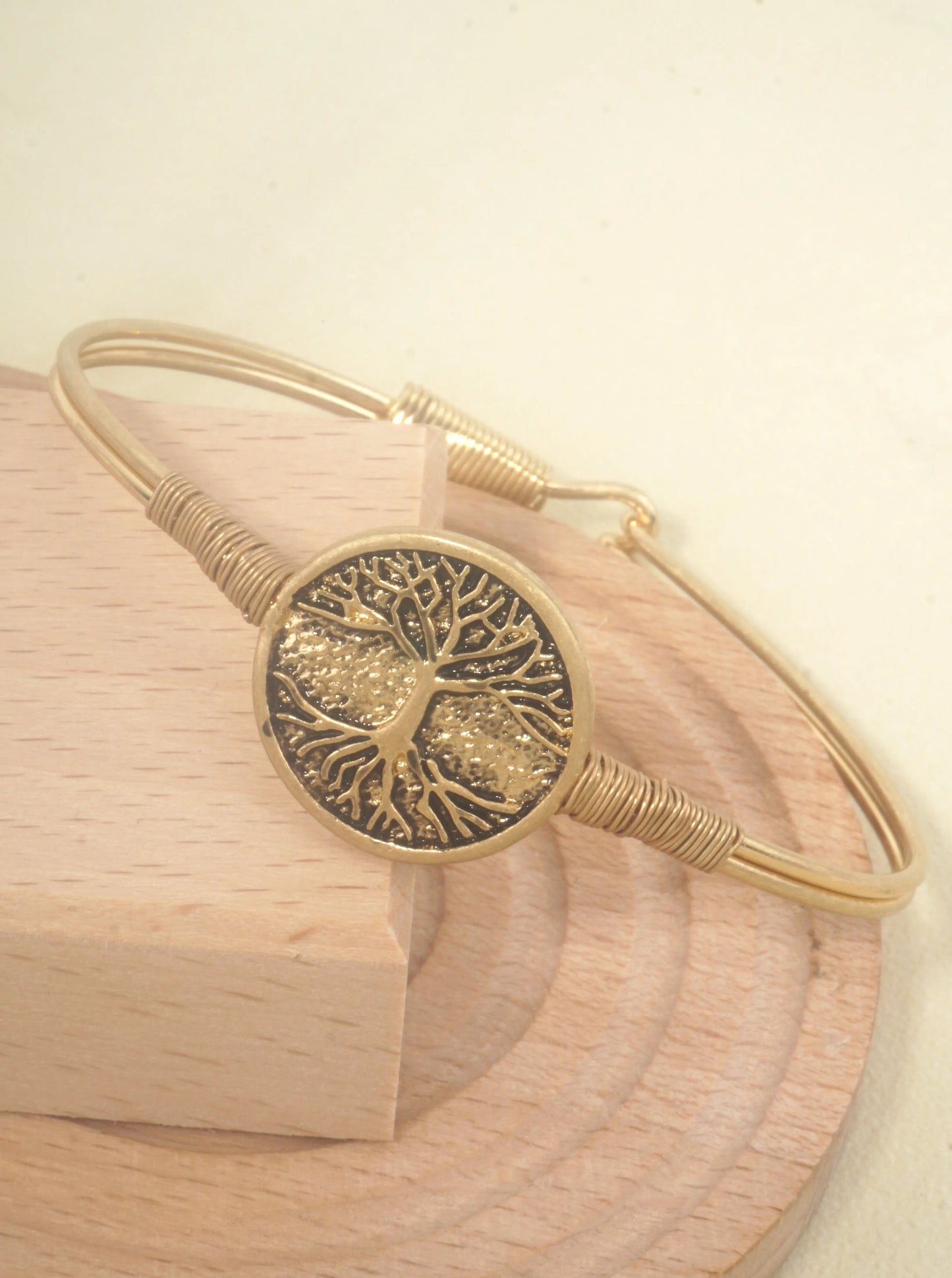 Bangle Bracelet With Tree Of Life Medallion