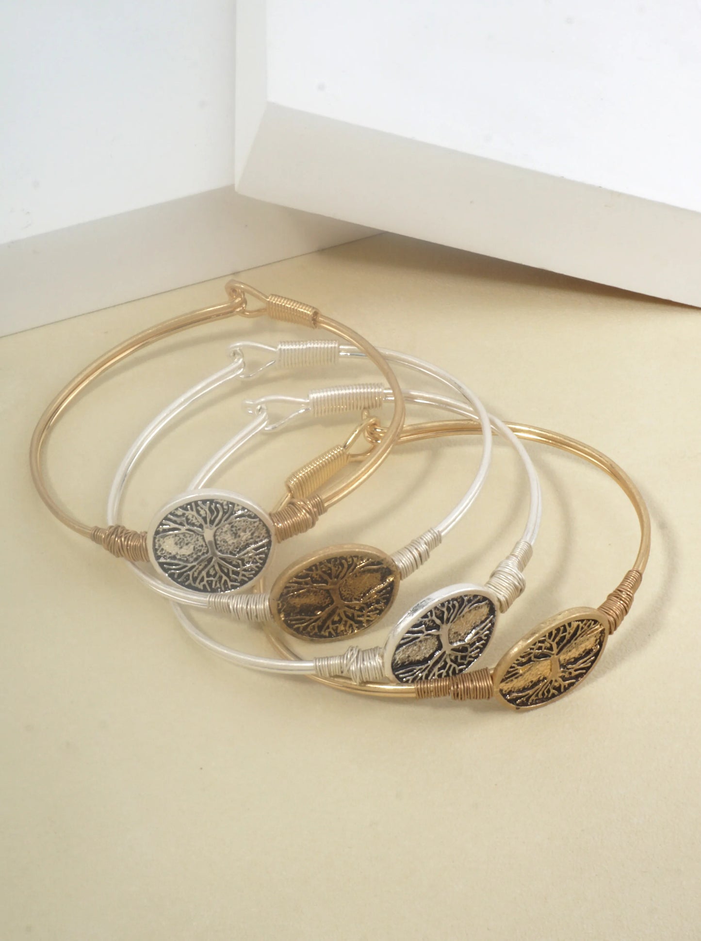 Bangle Bracelet With Tree Of Life Medallion
