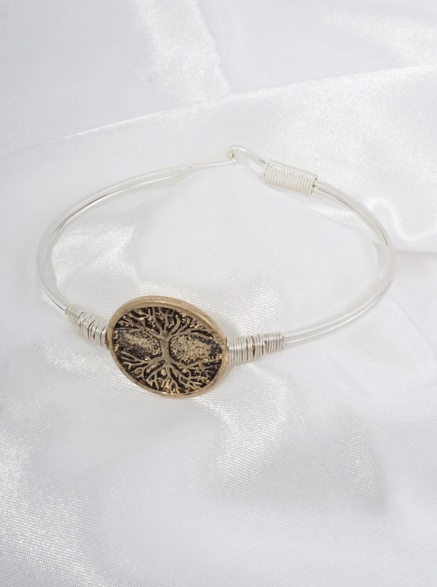 Bangle Bracelet With Tree Of Life Medallion