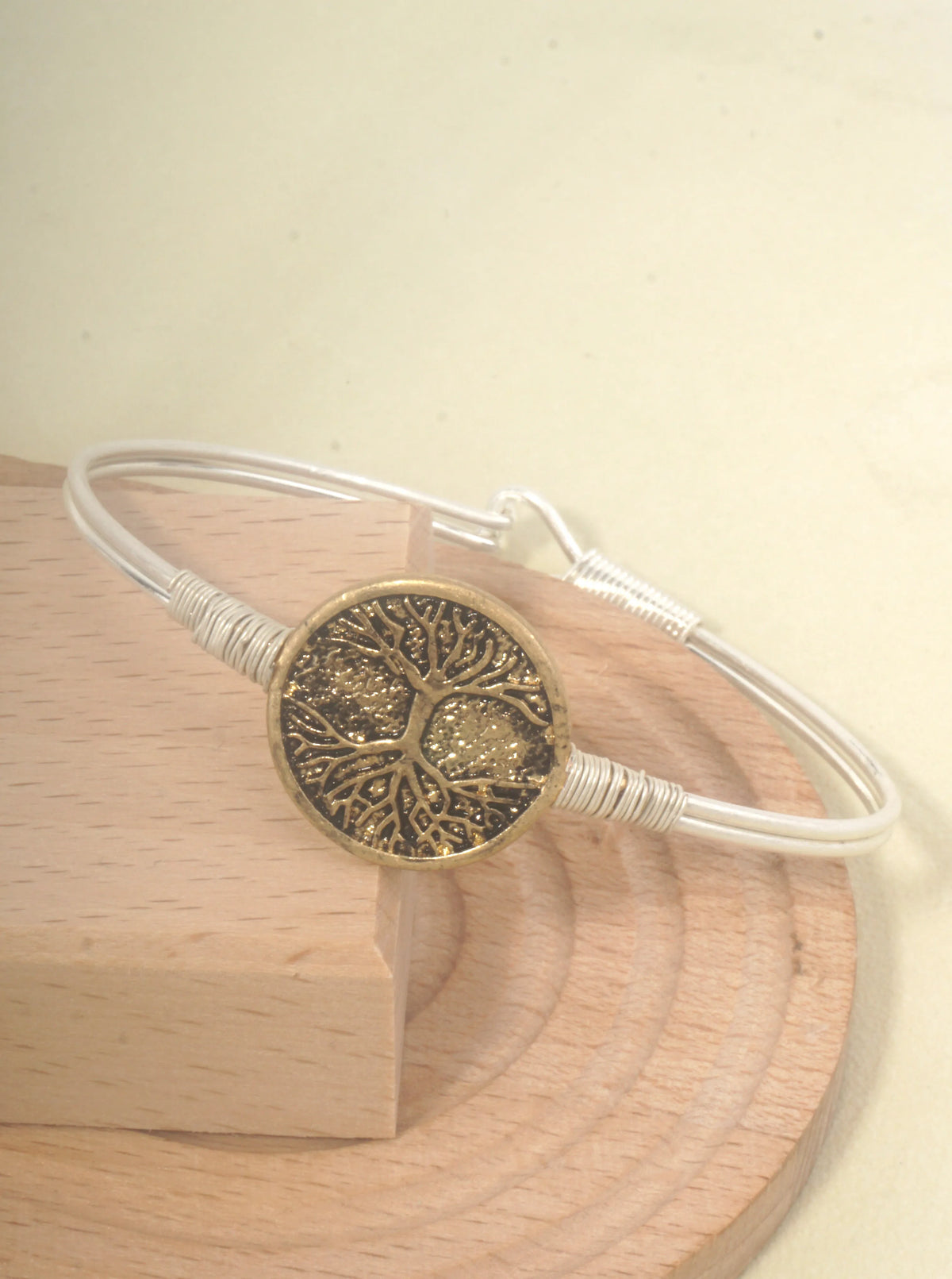 Bangle Bracelet With Tree Of Life Medallion