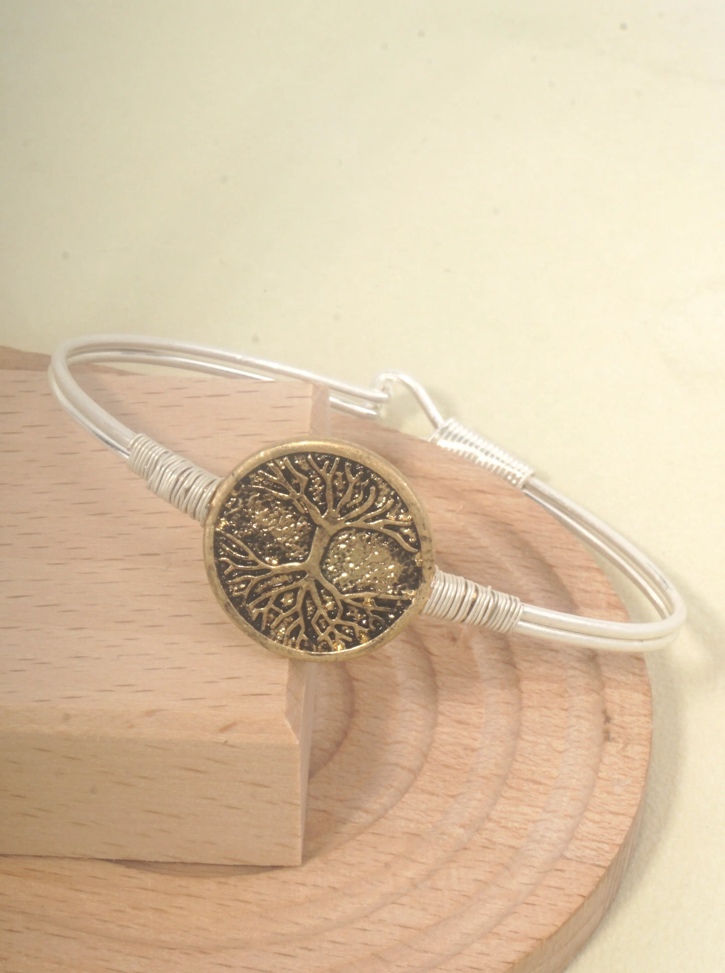 Bangle Bracelet With Tree Of Life Medallion