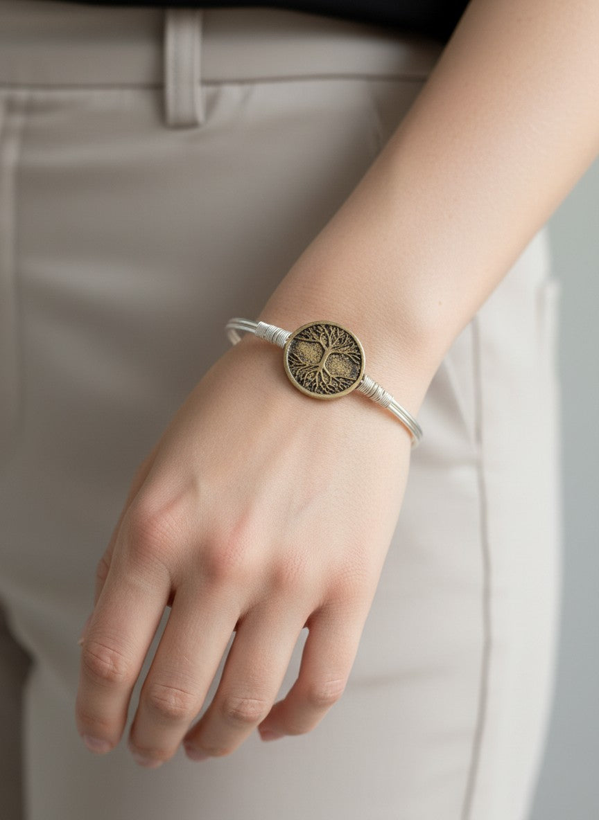 Bangle Bracelet With Tree Of Life Medallion