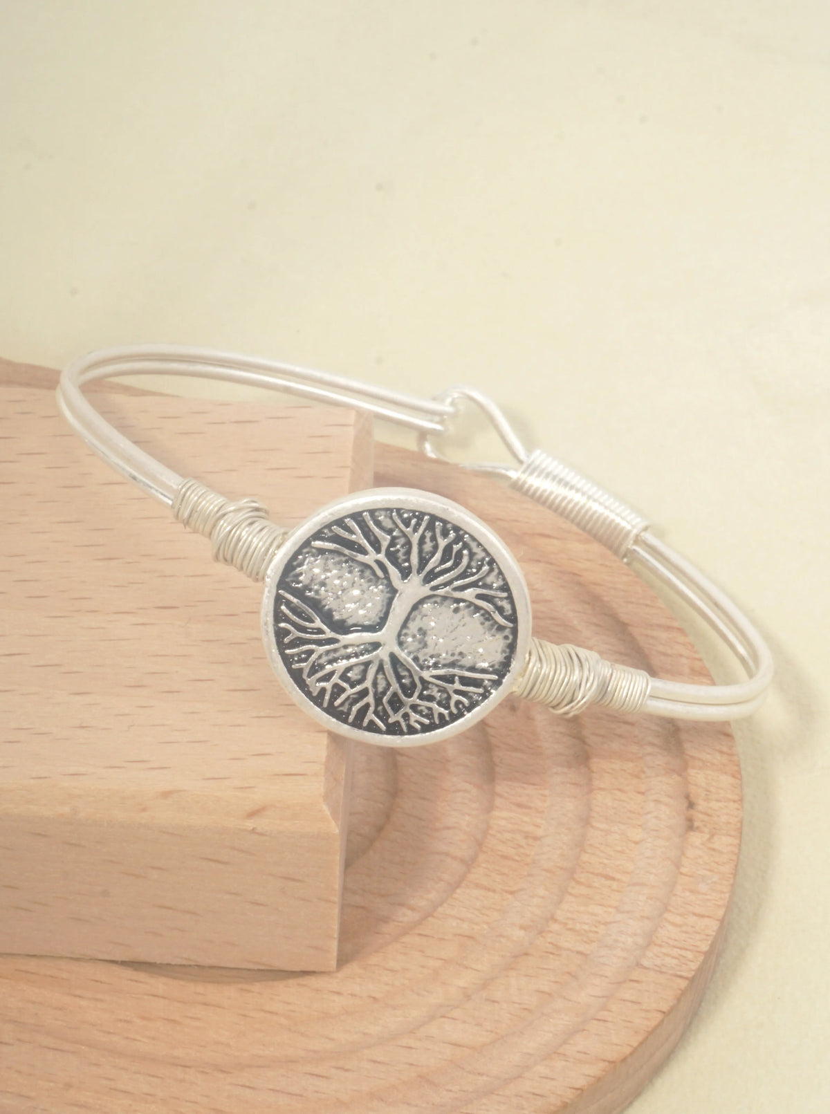Bangle Bracelet With Tree Of Life Medallion
