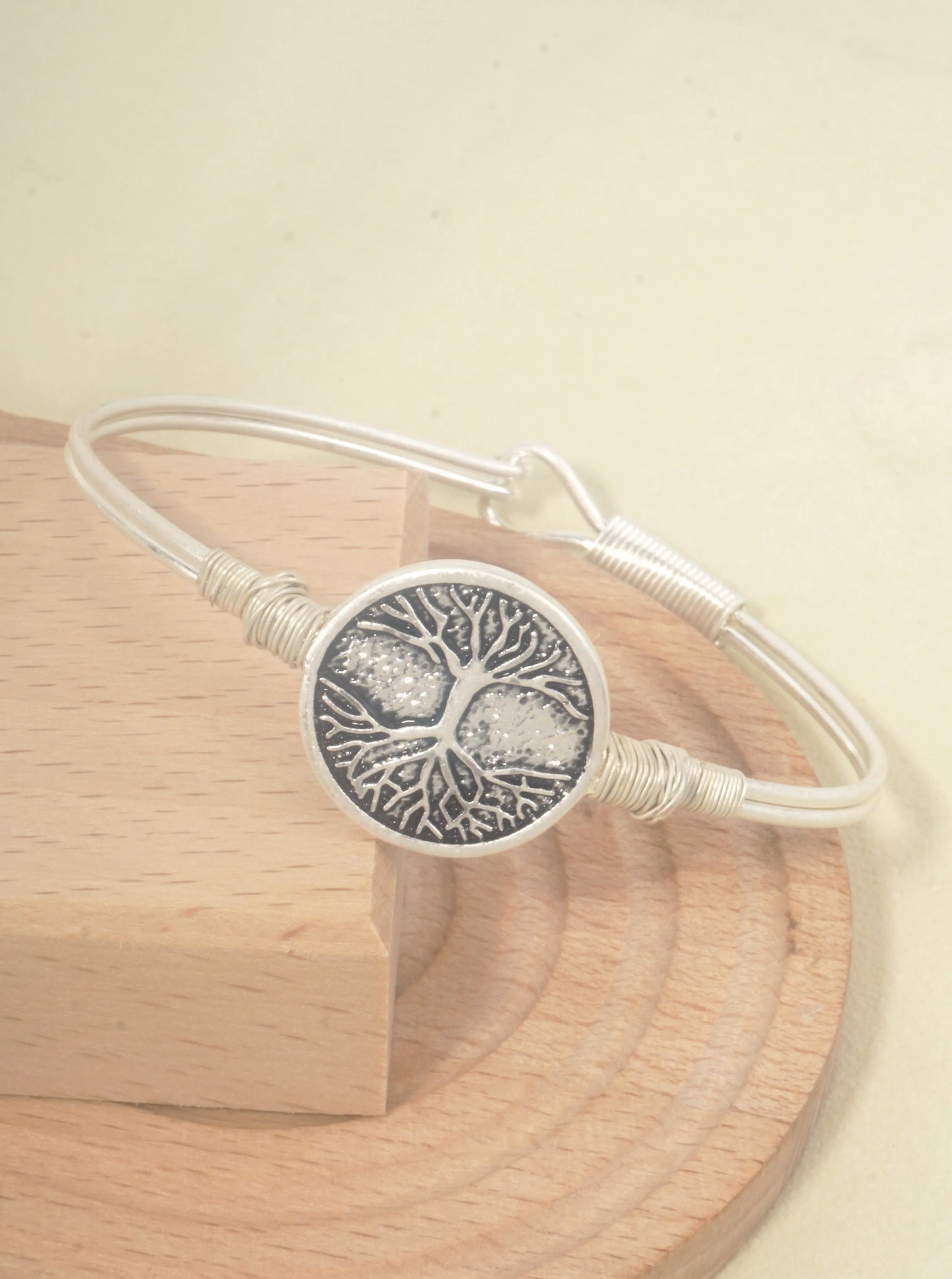 Bangle Bracelet With Tree Of Life Medallion