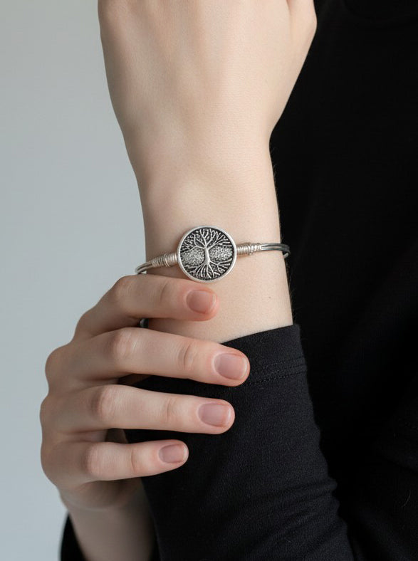Bangle Bracelet With Tree Of Life Medallion