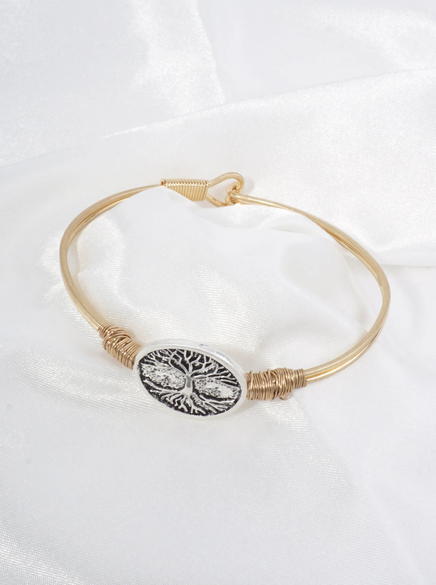 Bangle Bracelet With Tree Of Life Medallion