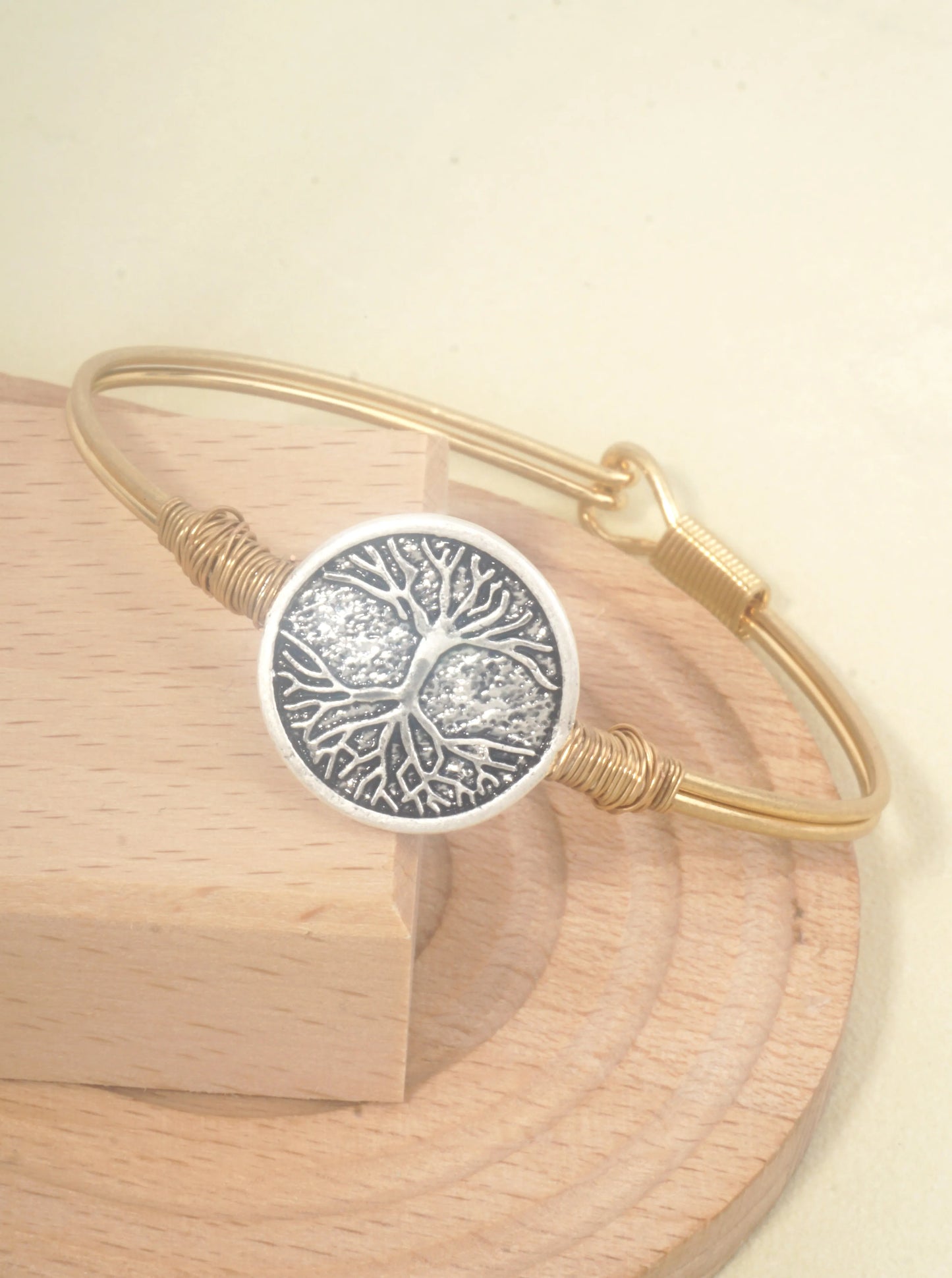 Bangle Bracelet With Tree Of Life Medallion