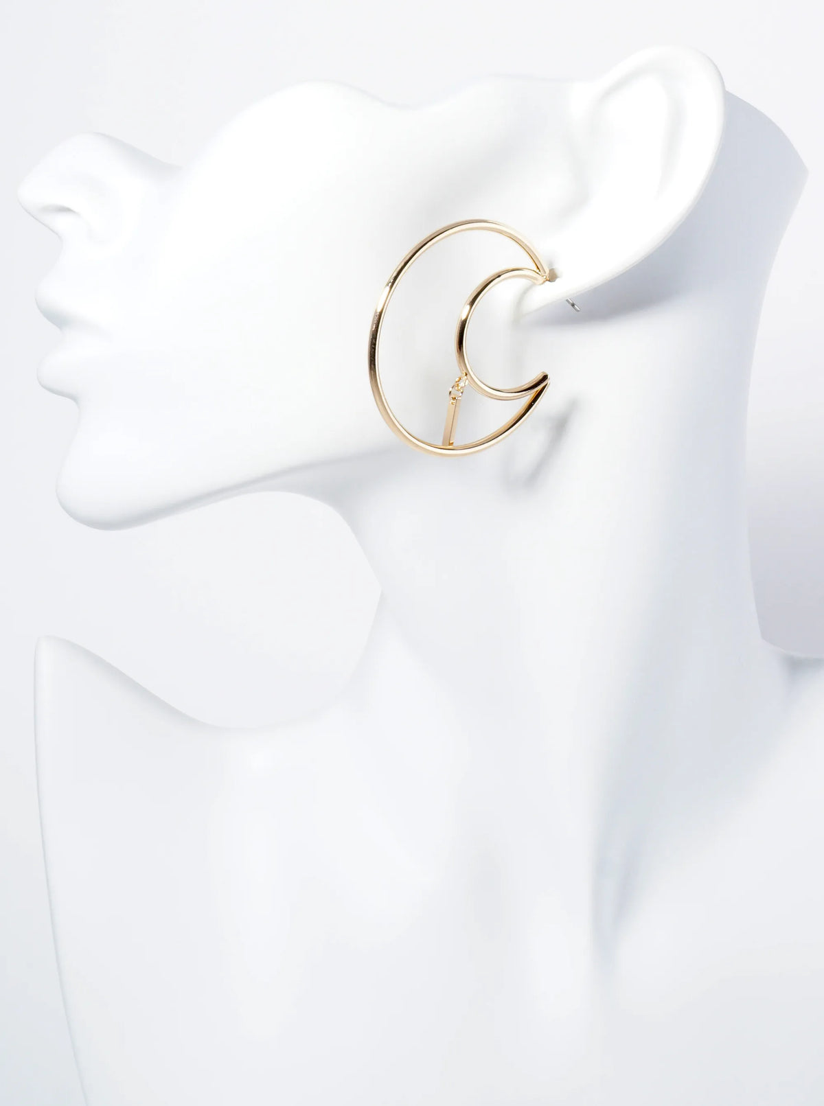 Bar Drop 40mm Crescent Moon Hoop Earrings