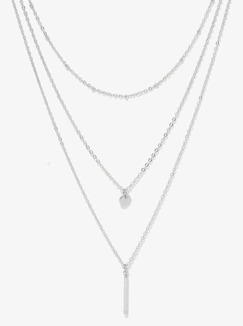 Bar & Dainty Disc Pendant Satellite Chain Layered Necklace
