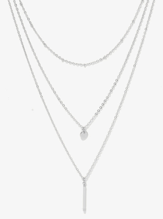 Bar & Dainty Disc Pendant Satellite Chain Layered Necklace