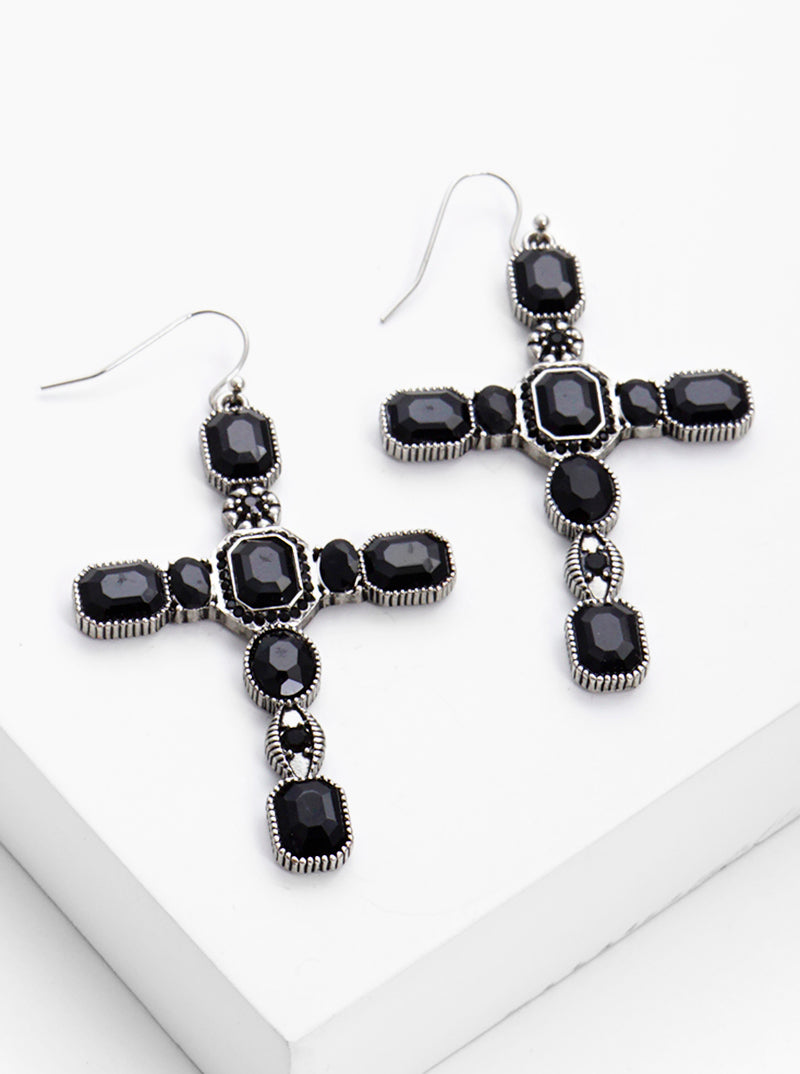 Baroque Gothic Cross Dangle Drop Earrings