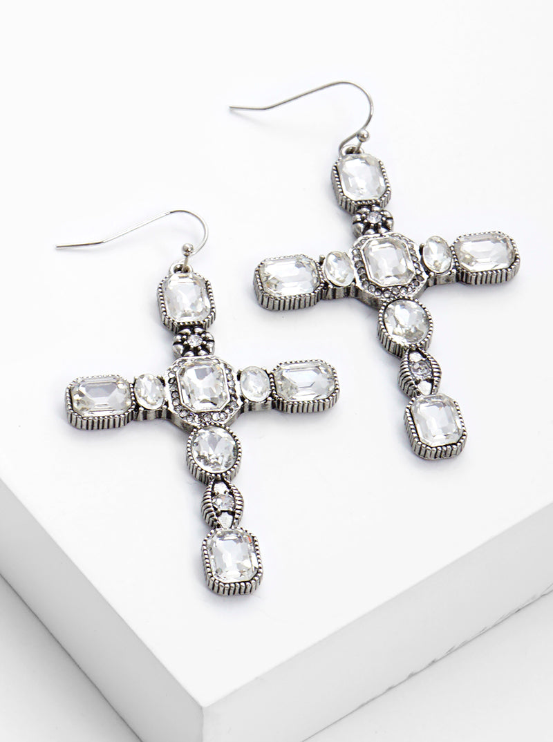 Baroque Gothic Cross Dangle Drop Earrings