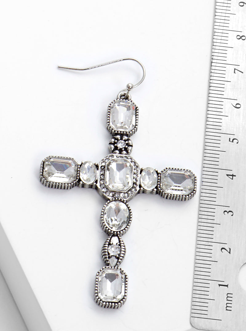 Baroque Gothic Cross Dangle Drop Earrings