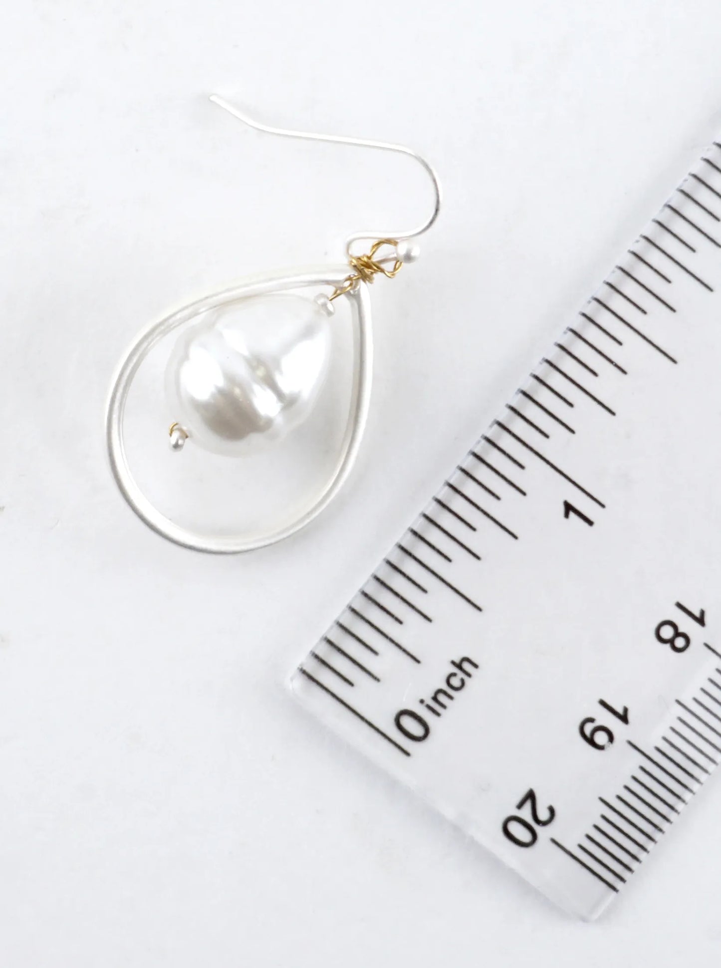 Baroque Pearl Teardrop Wire Drop Earrings