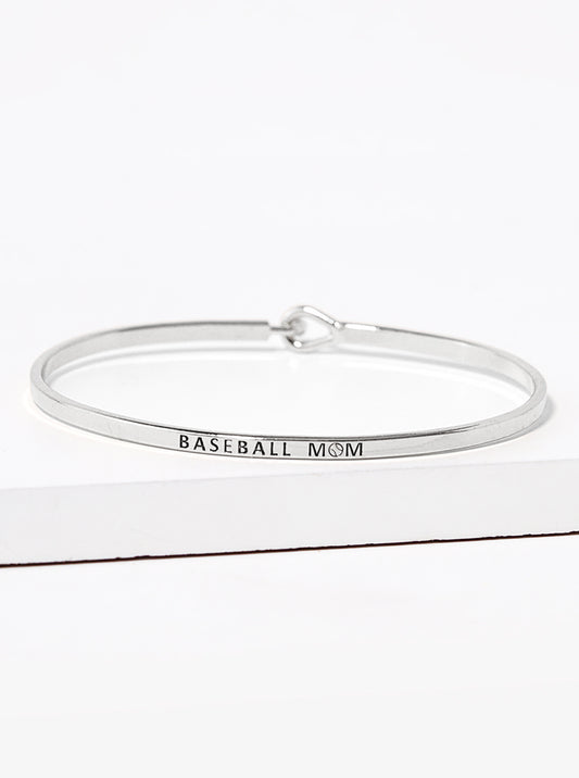 Baseball Mom Engraved Inspirational Bangle Bracelet