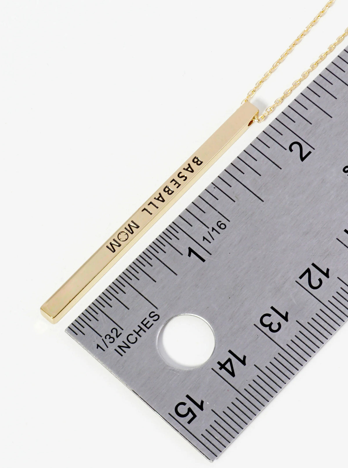 Baseball Mom Engraved Vertical Bar Pendant Inspirational Necklace