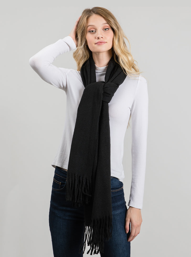 Basic Everyday Oblong Scarf With Fringe