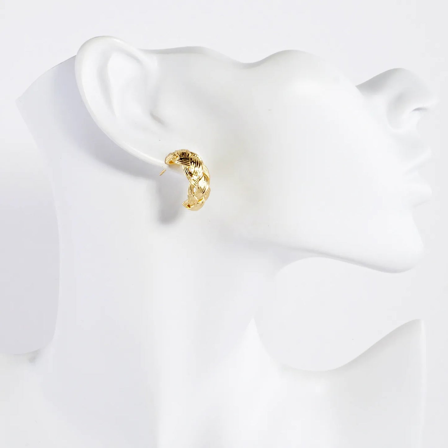 Basket Weave Texture 14K-Gold-Dipped 20mm Brass Hoop Earrings