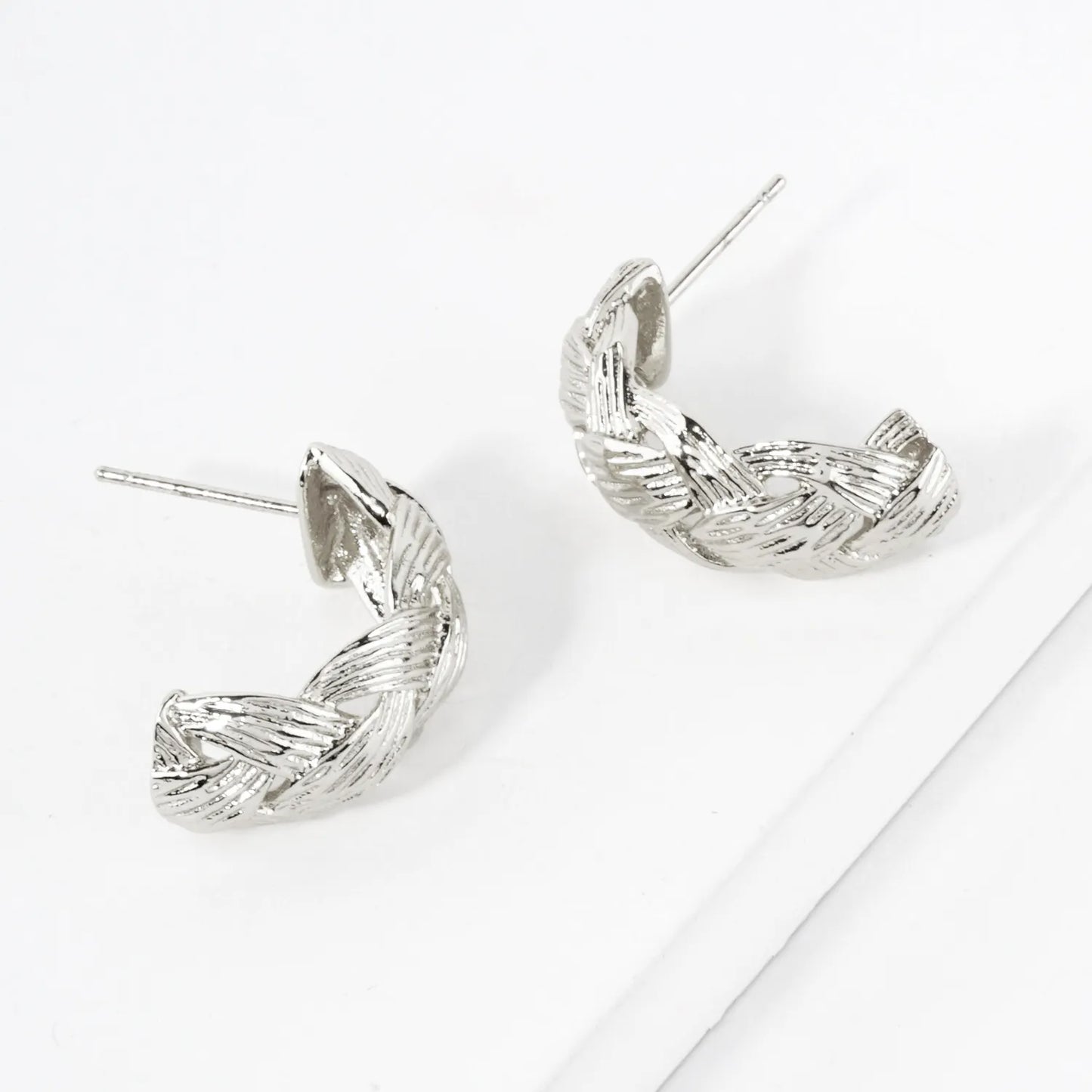 Basket Weave Texture 14K-Gold-Dipped 20mm Brass Hoop Earrings