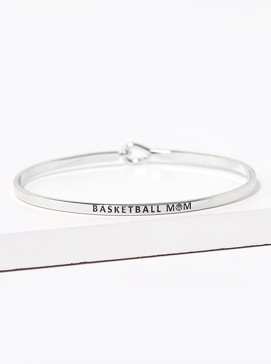 Basketball Mom Engraved Inspirational Bangle Bracelet
