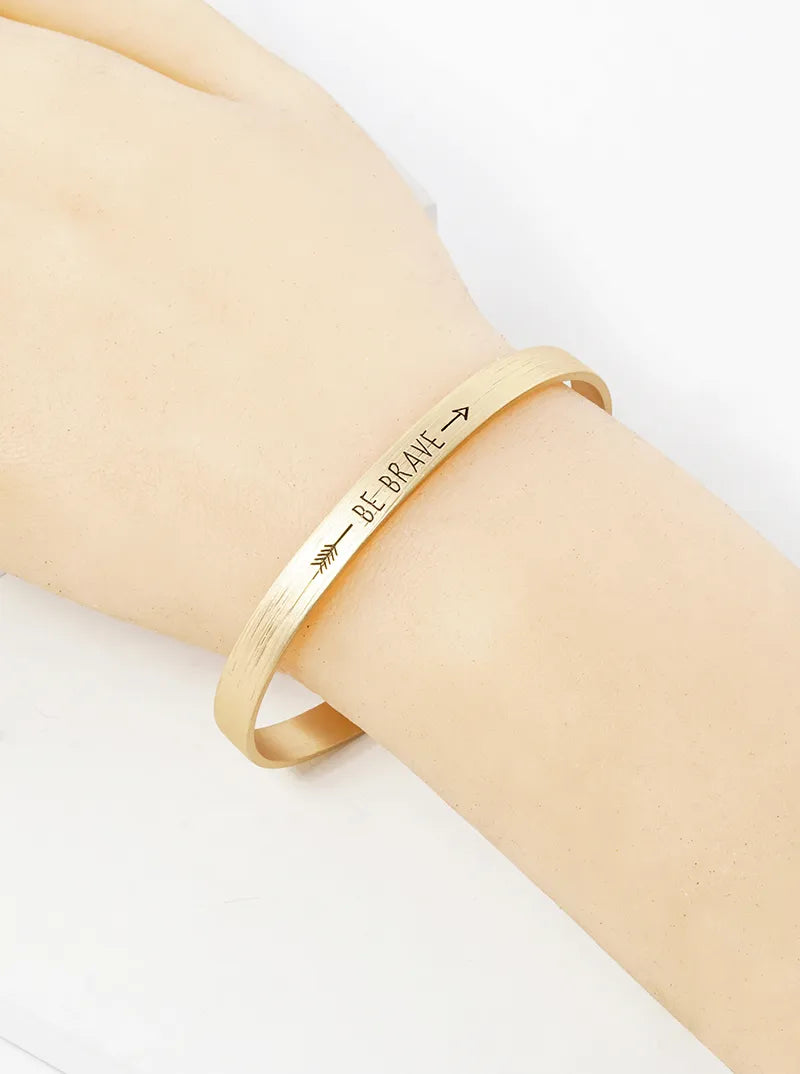 Be Brave Engraved Inspirational Cuff Bracelet