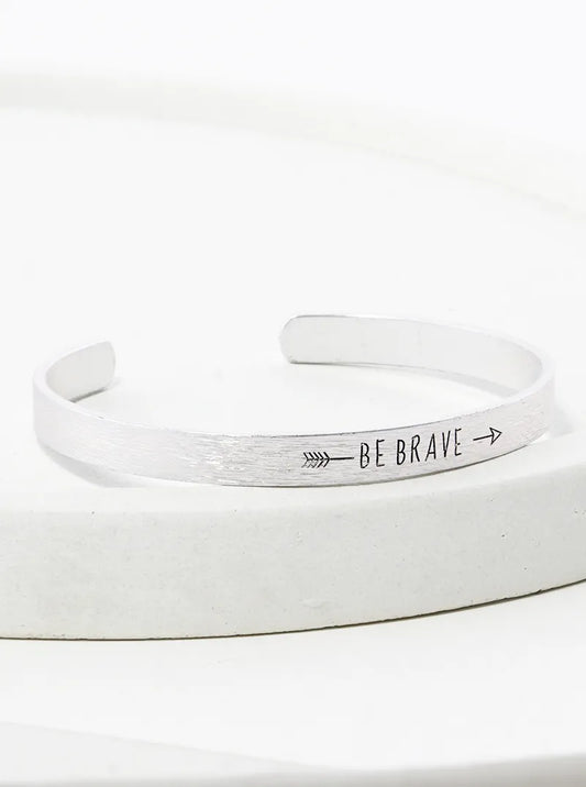 Be Brave Engraved Inspirational Cuff Bracelet