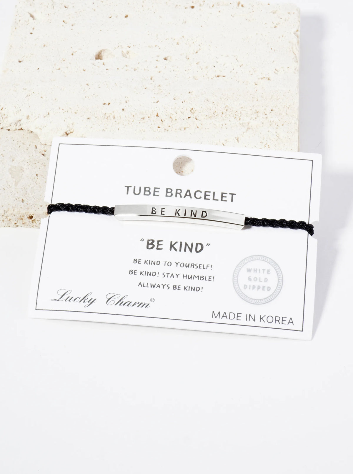 Be Kind Engraved 18K Gold Dipped Curved Brass Tube Bar Adjustable Pull Tie Bracelet