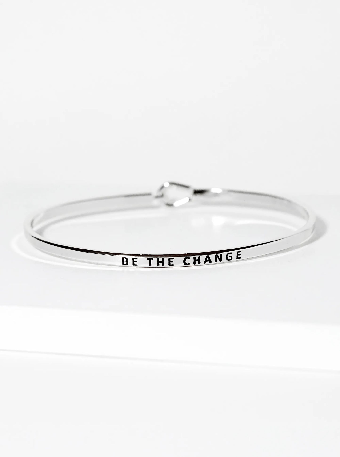 Be The Change Engraved Inspirational Bangle Bracelet