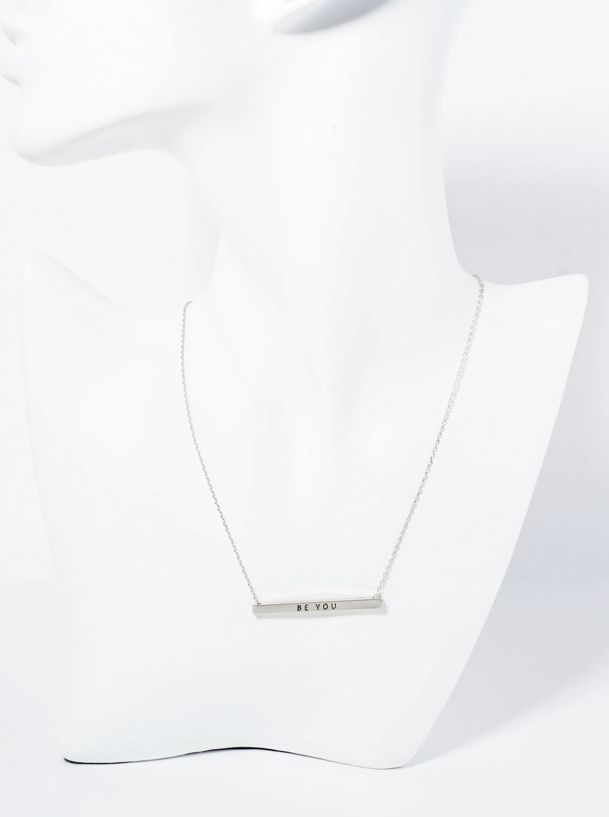 Be You Engraved 18K Gold Dipped Horizontal Brass Bar Pendant Inspirational Necklace