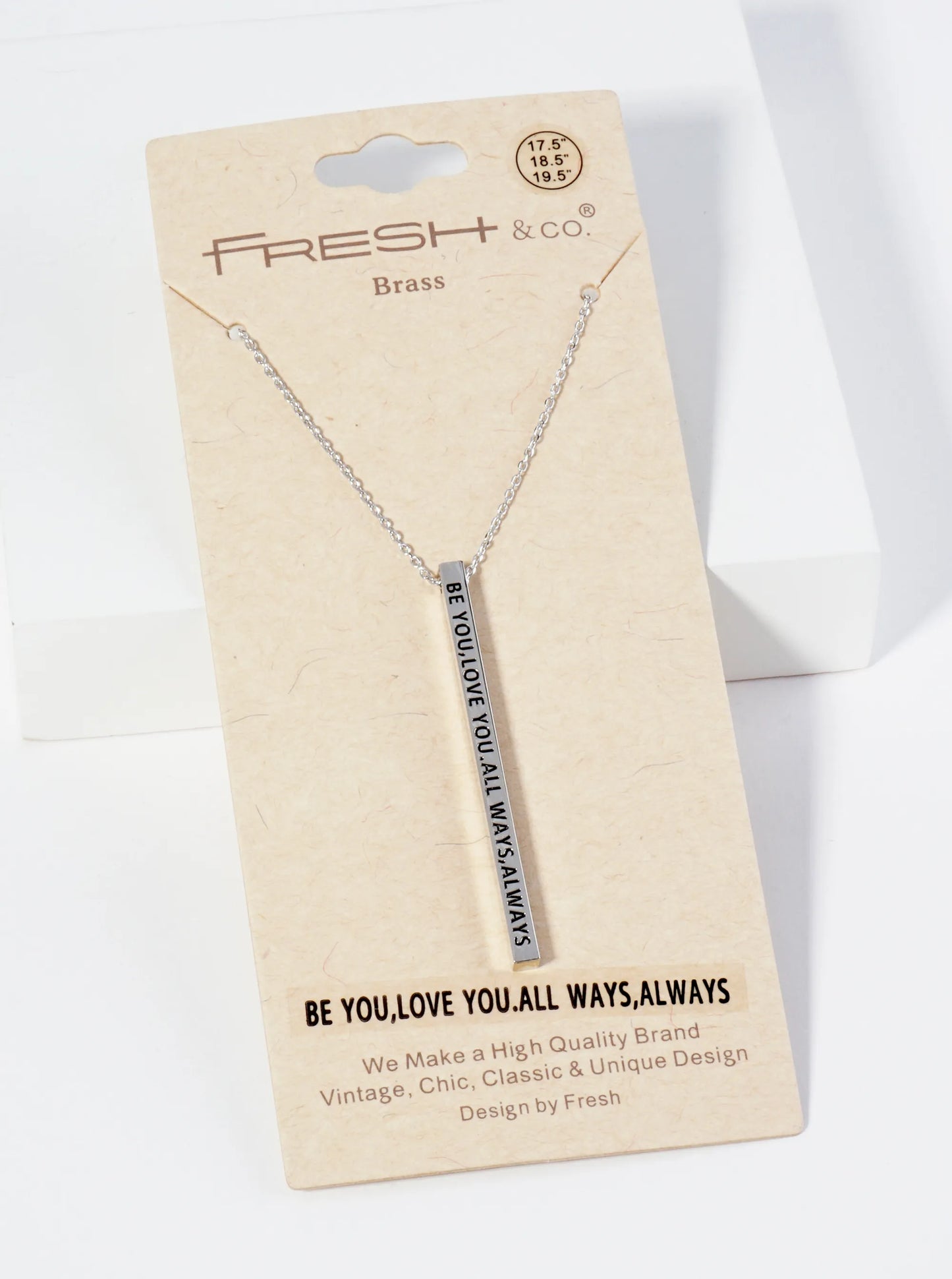 Be You Love You All Ways Always Engraved Vertical Bar Pendant Inspirational Necklace