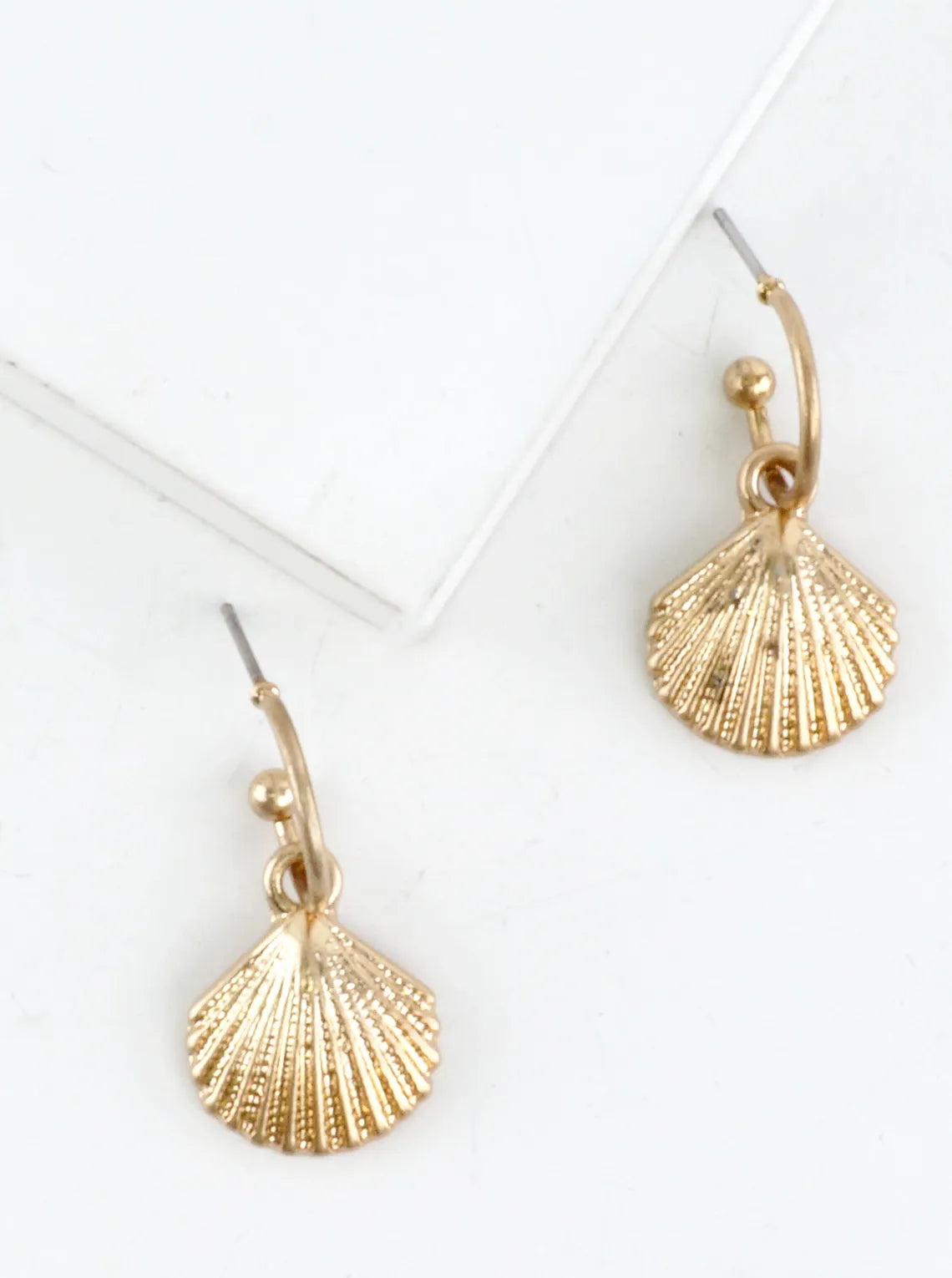 Beach Sea Shell Drop Hoop Earrings