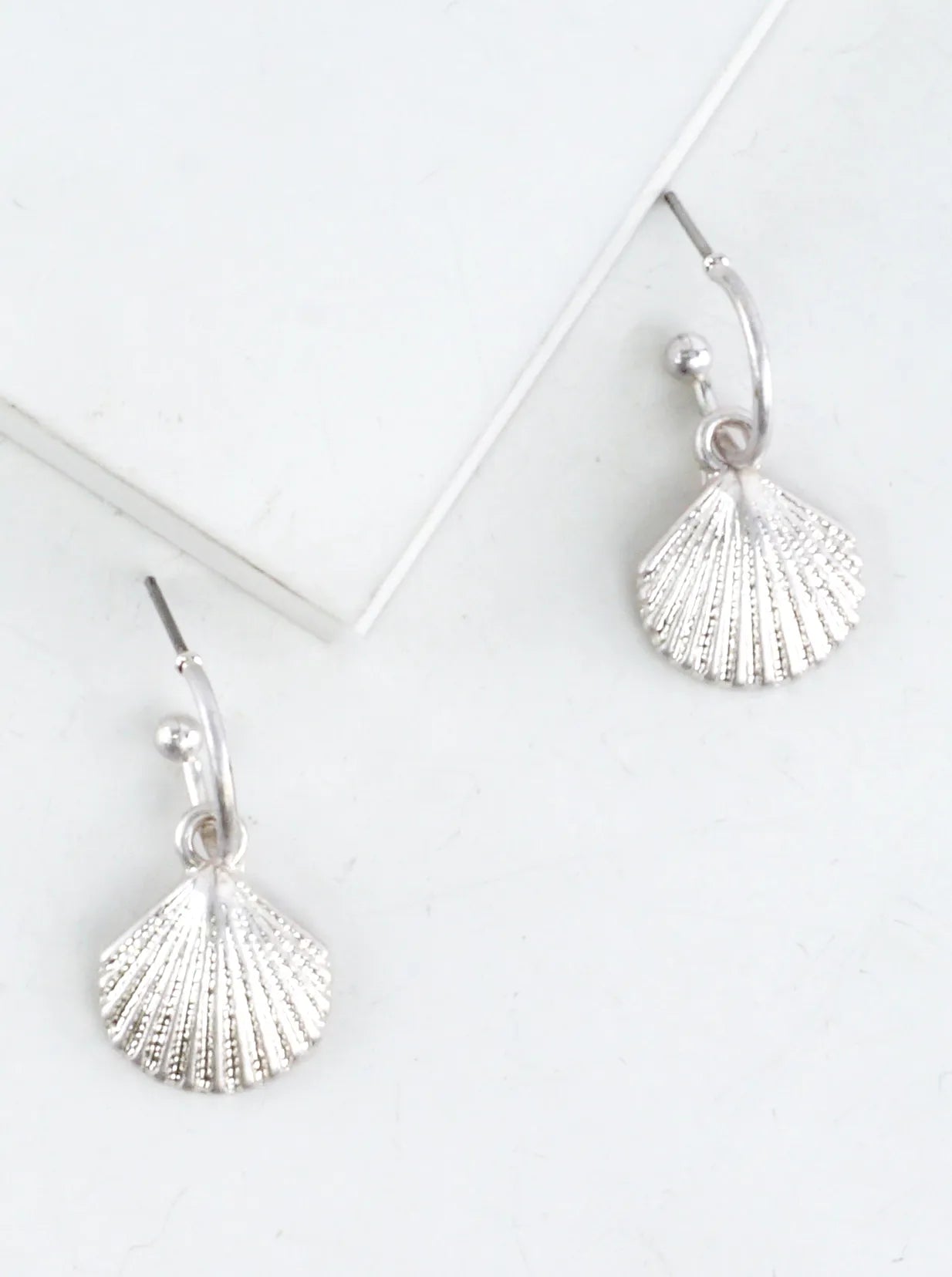 Beach Sea Shell Drop Hoop Earrings