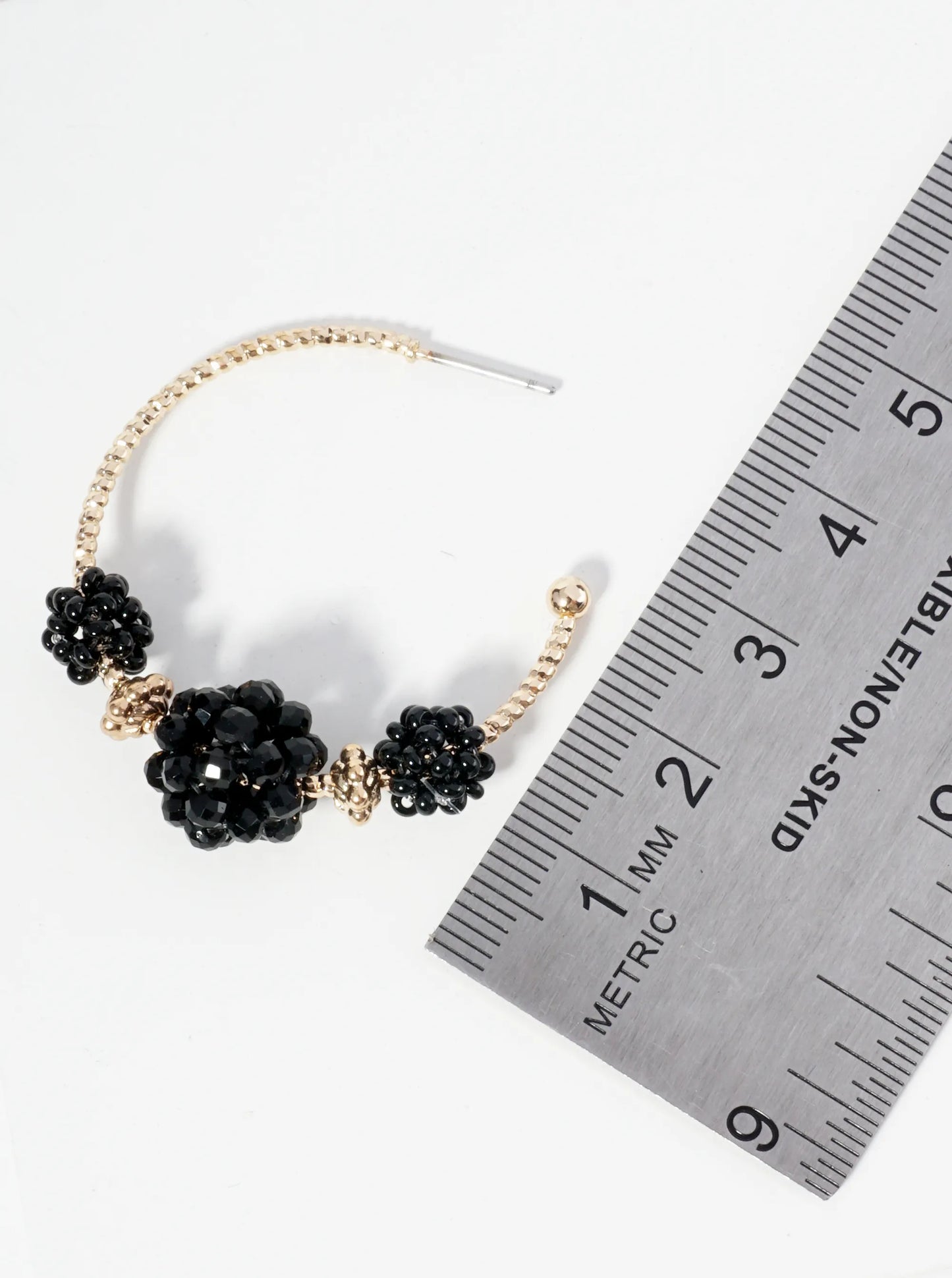 Beaded Ball Clusters 35mm Open Hoop Earrings