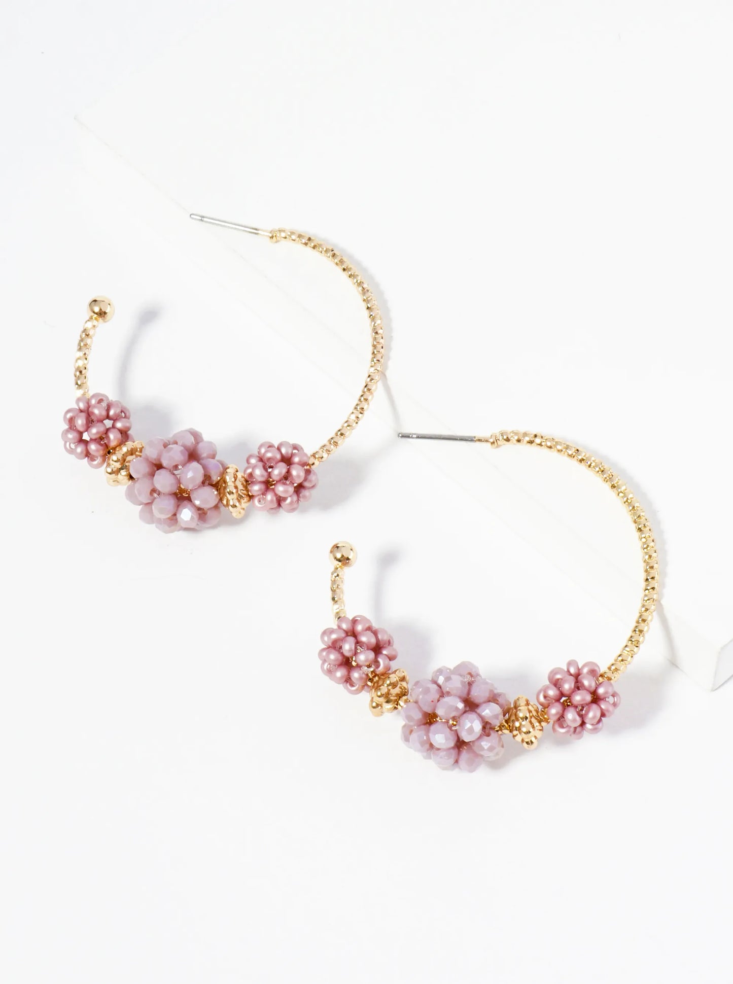 Beaded Ball Clusters 35mm Open Hoop Earrings
