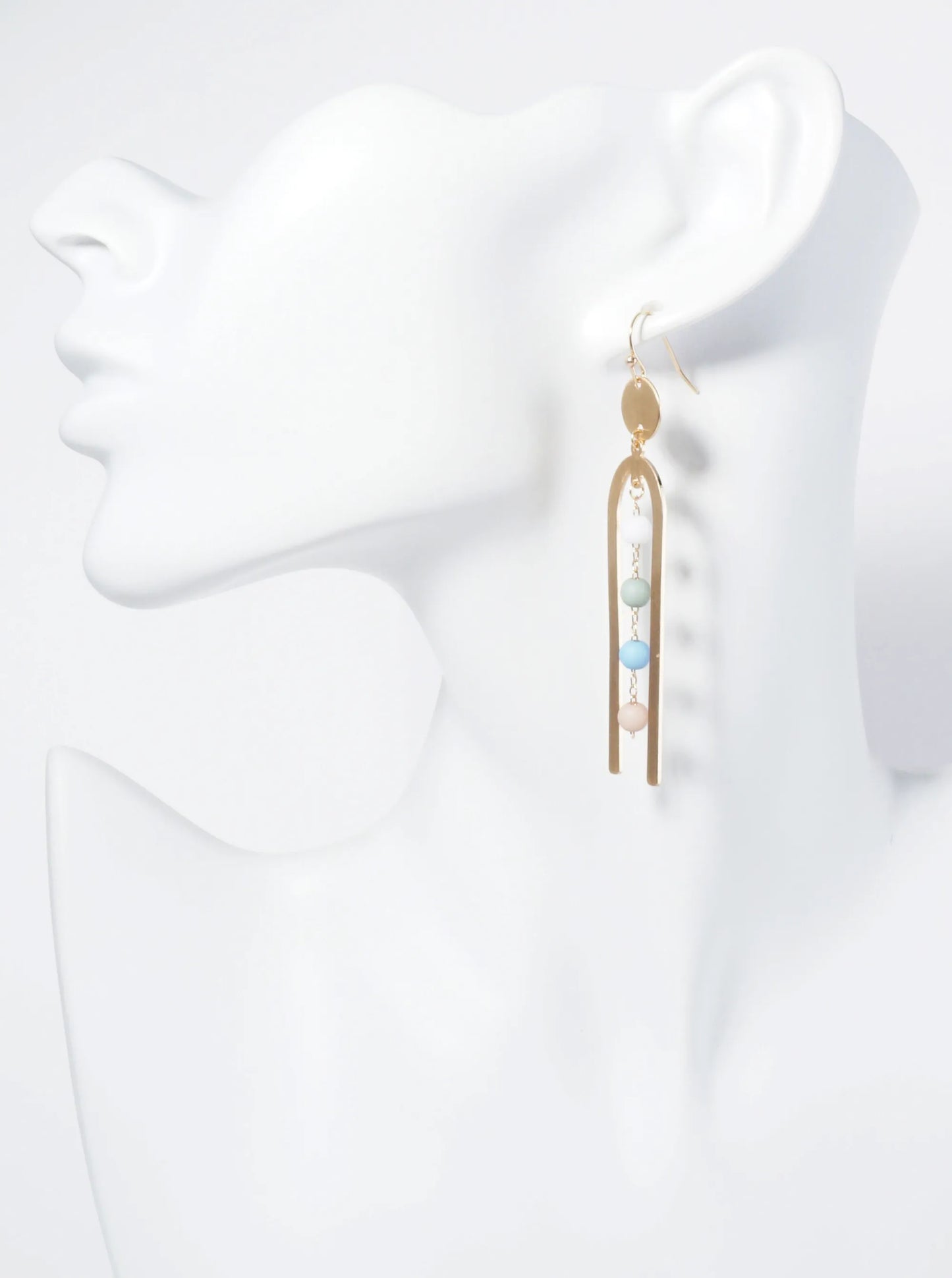 Beaded Chain Drop Geometric Dangle Earrings