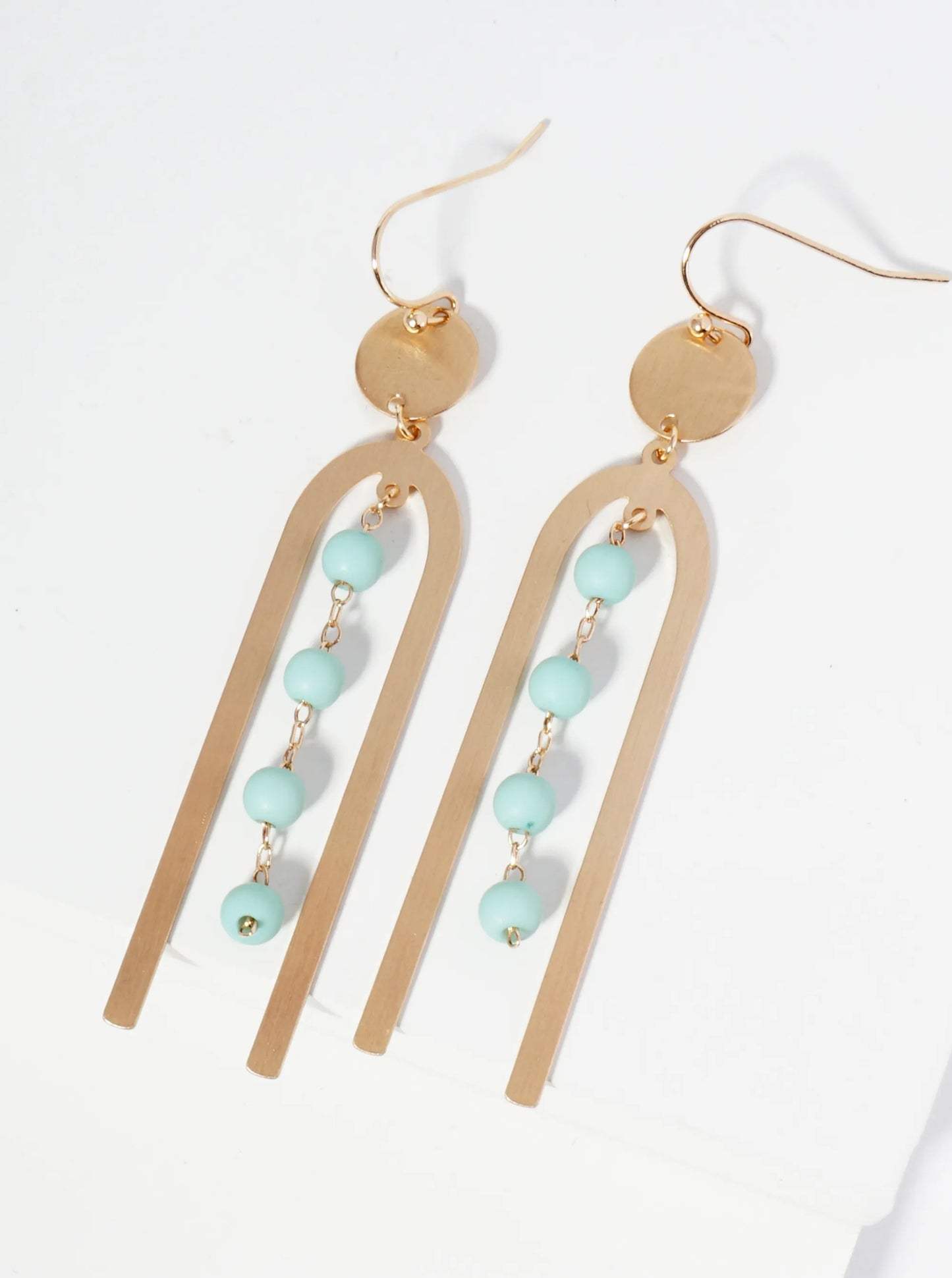 Beaded Chain Drop Geometric Dangle Earrings