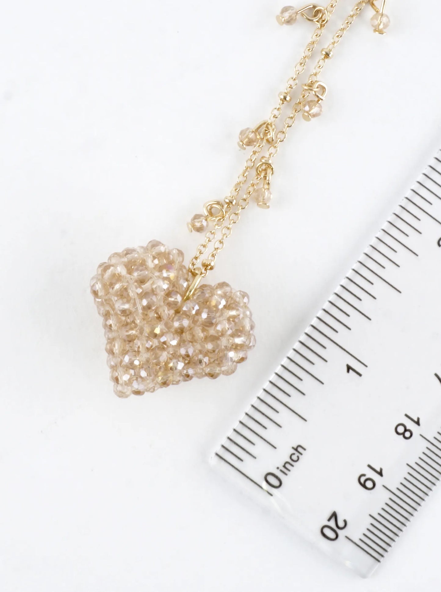 Beaded Puffy Glass Heart Pendant Necklace
