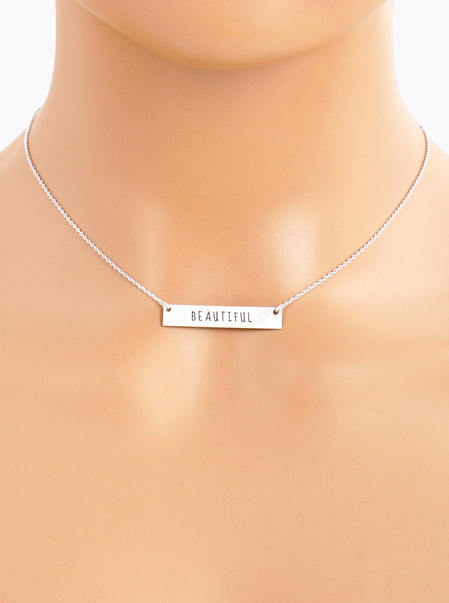 Beautiful Engraved Horizontal Bar Pendant Necklace