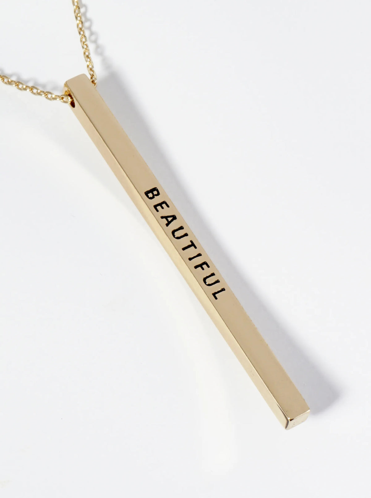 Beautiful Engraved Vertical Bar Pendant Inspirational Necklace
