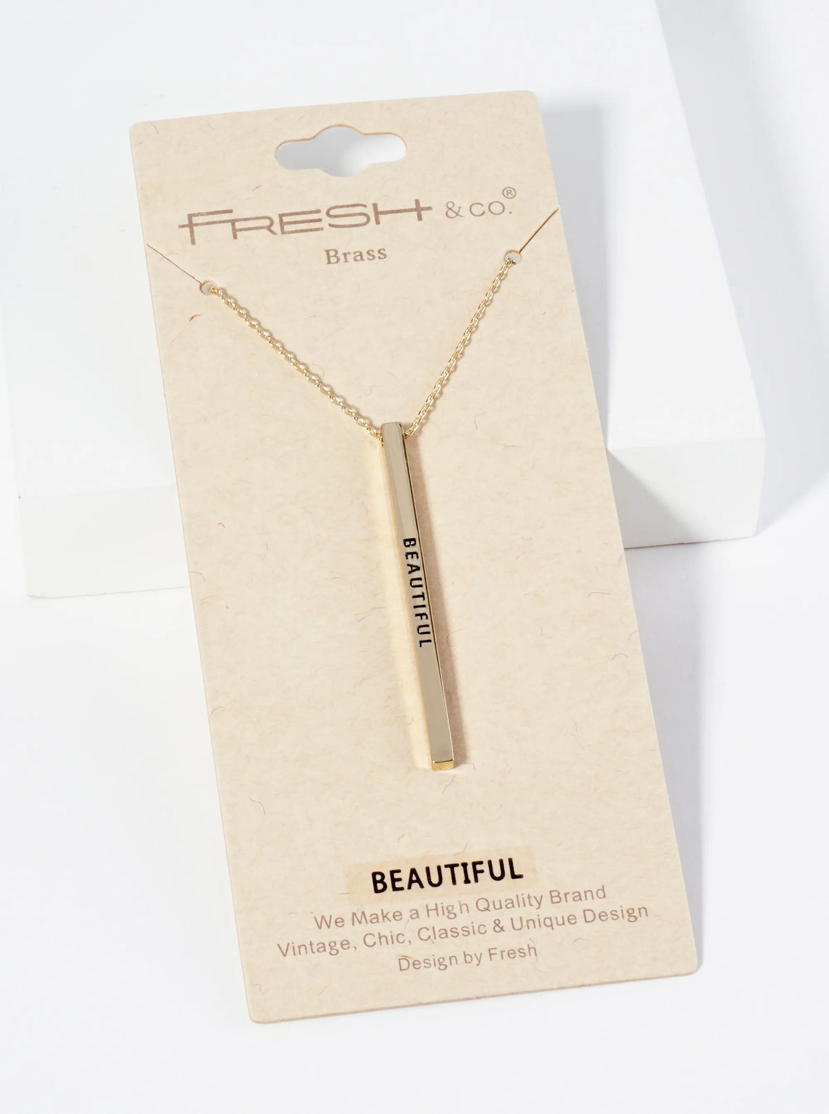 Beautiful Engraved Vertical Bar Pendant Inspirational Necklace