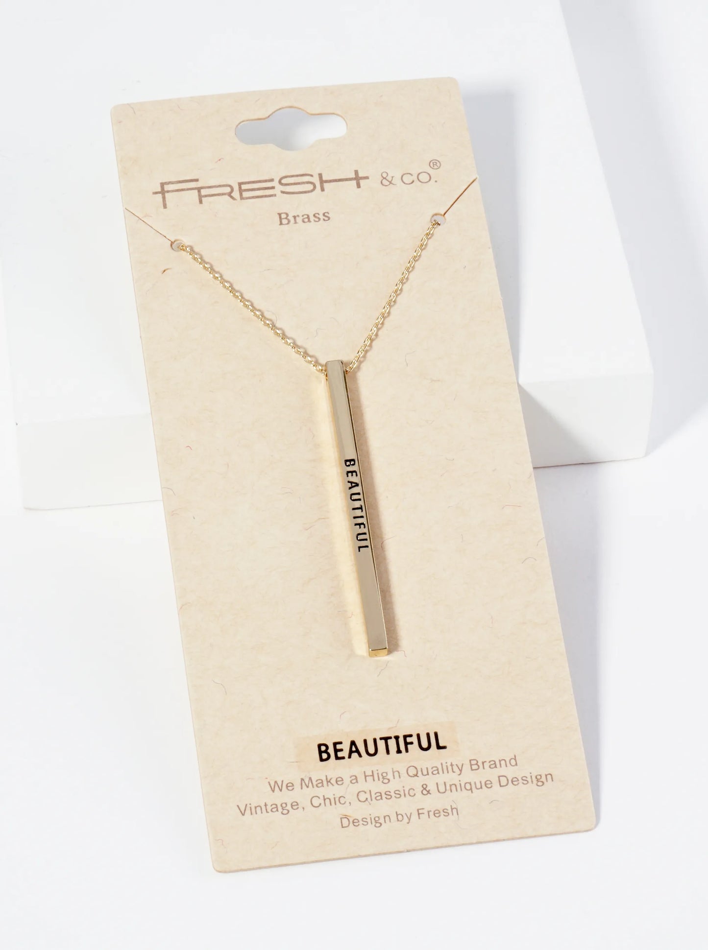 Beautiful Engraved Vertical Bar Pendant Inspirational Necklace