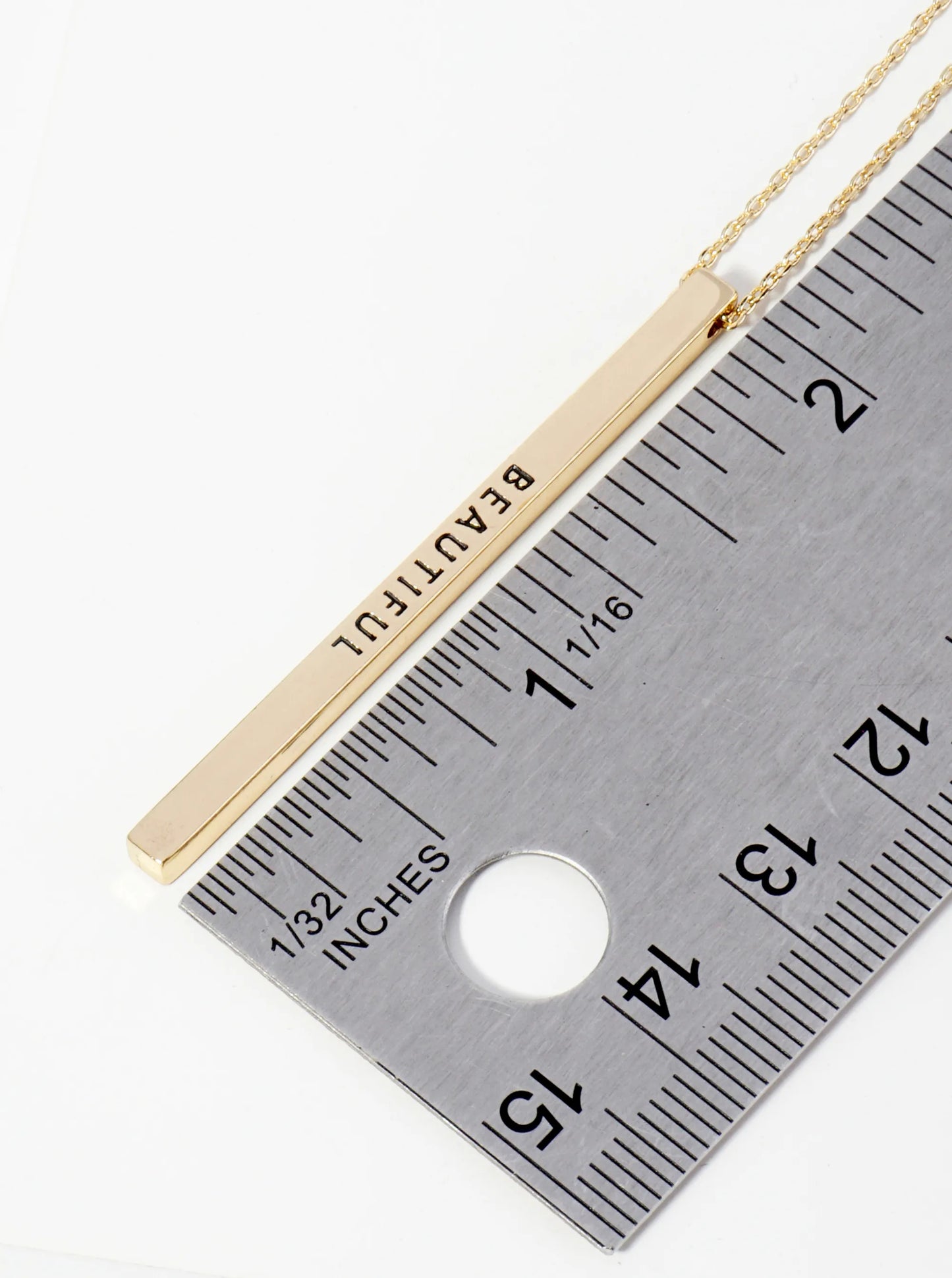 Beautiful Engraved Vertical Bar Pendant Inspirational Necklace