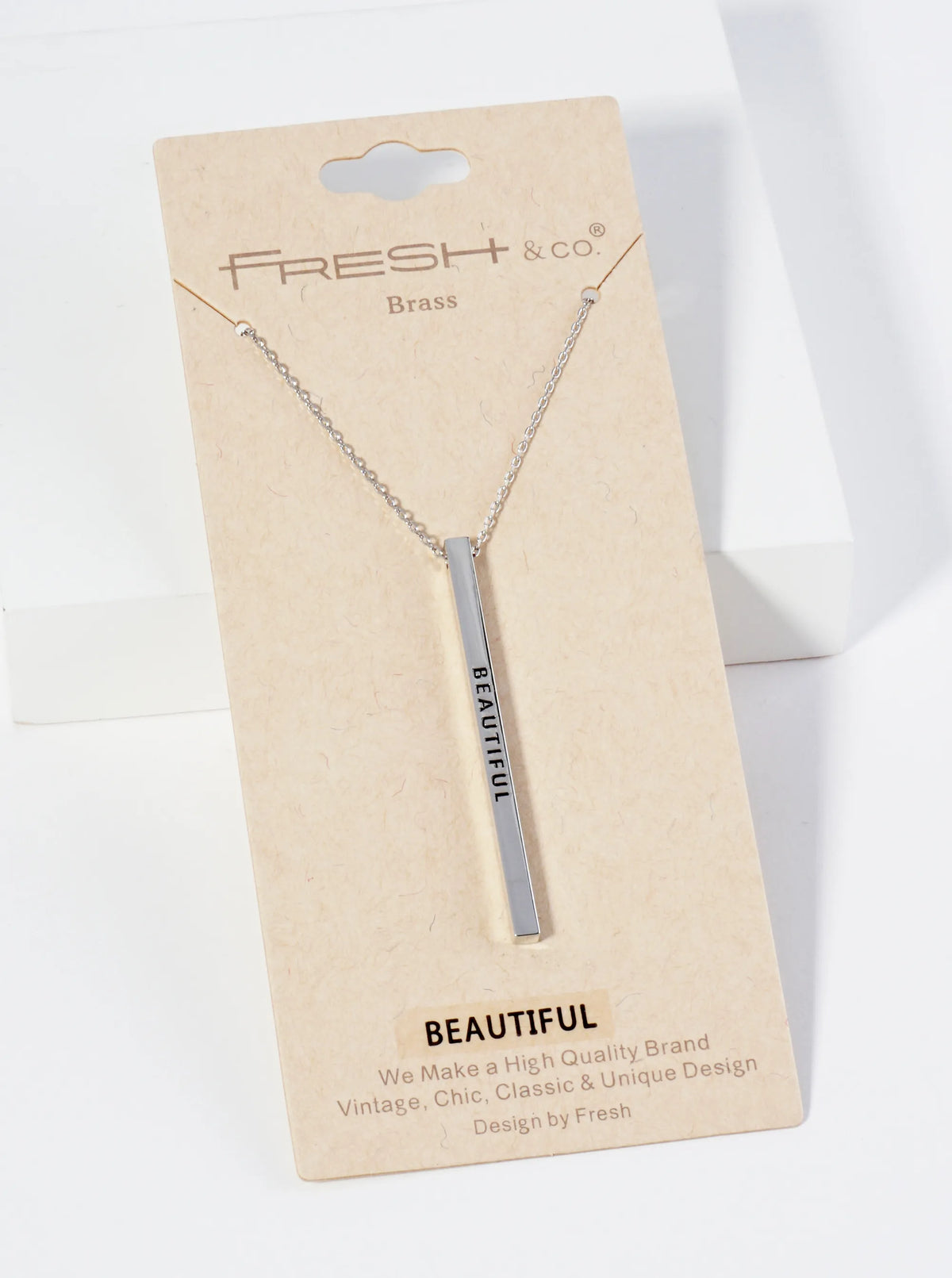 Beautiful Engraved Vertical Bar Pendant Inspirational Necklace