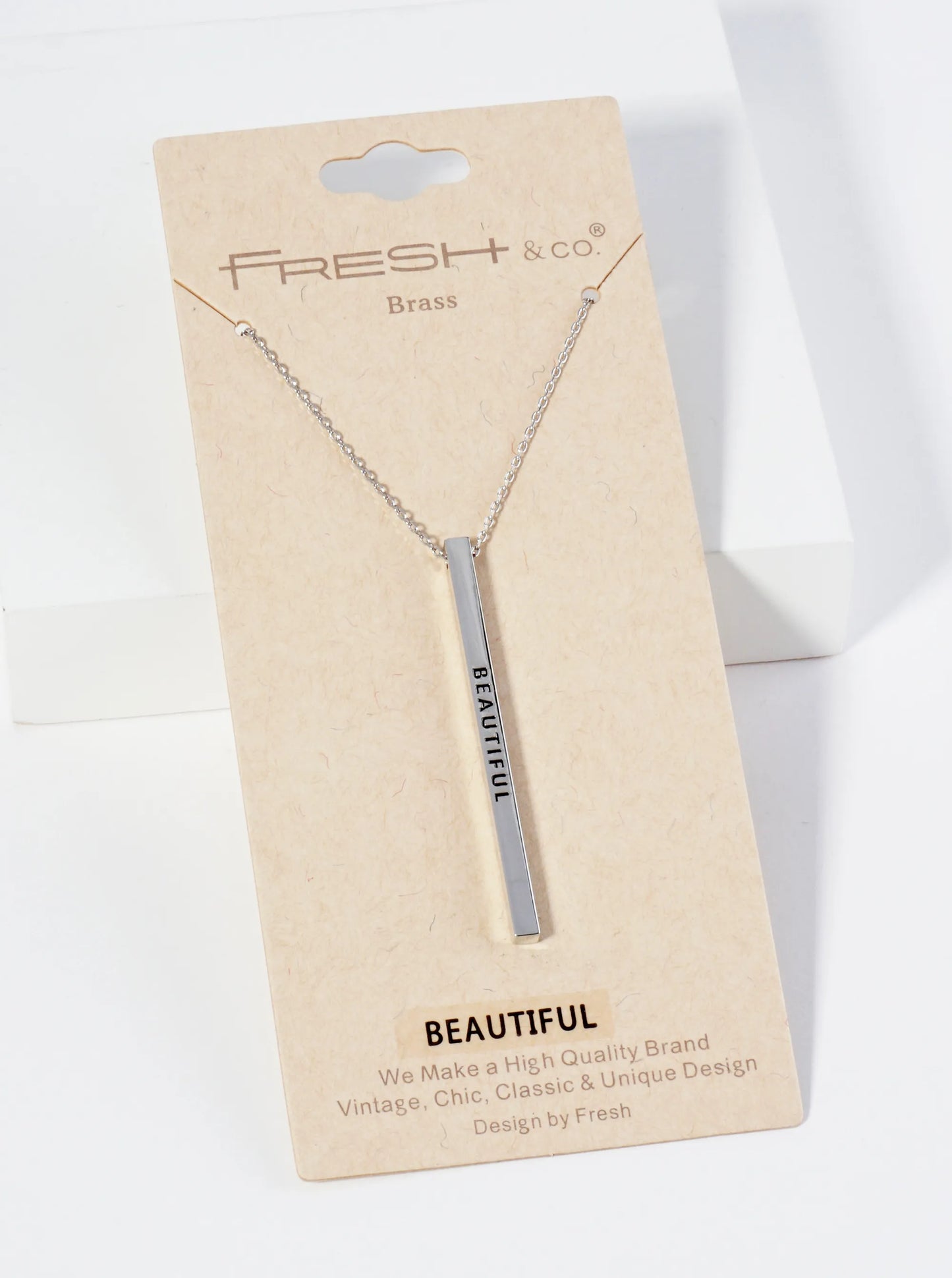 Beautiful Engraved Vertical Bar Pendant Inspirational Necklace