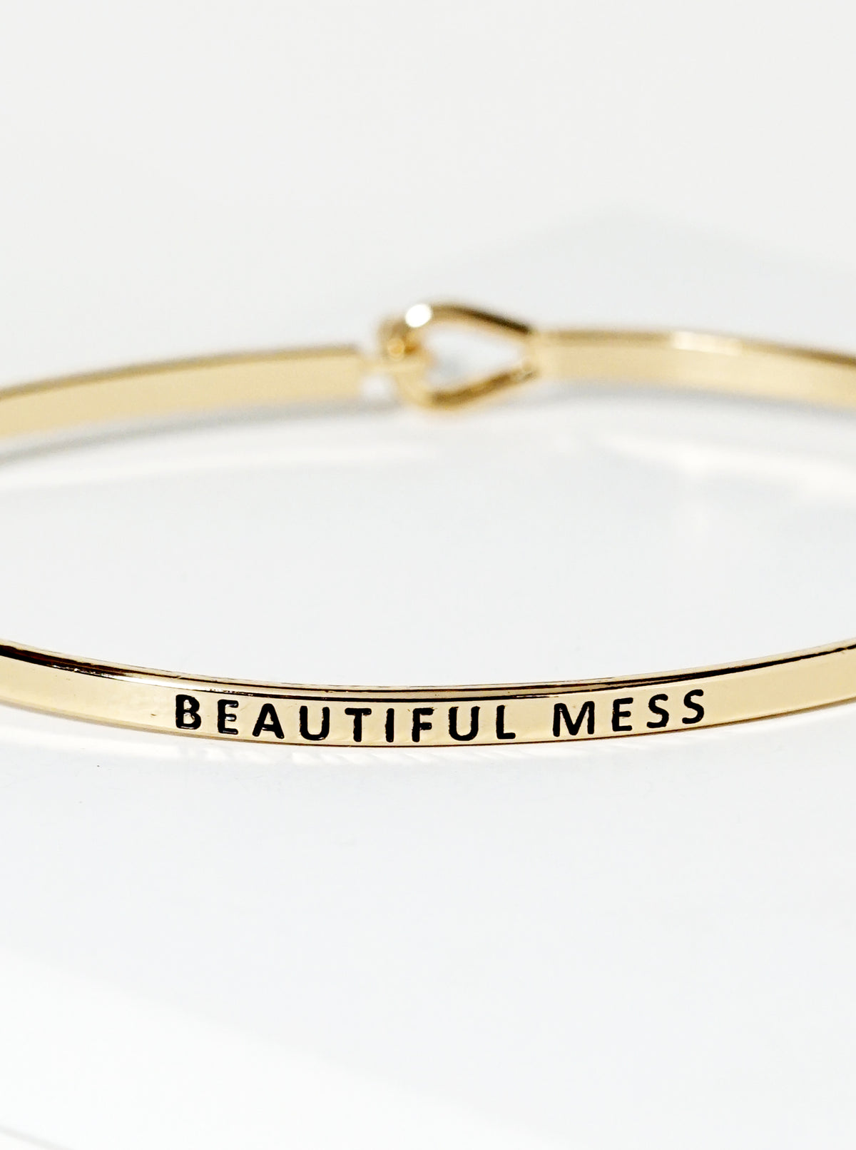Beautiful Mess Engraved Inspirational Bangle Bracelet