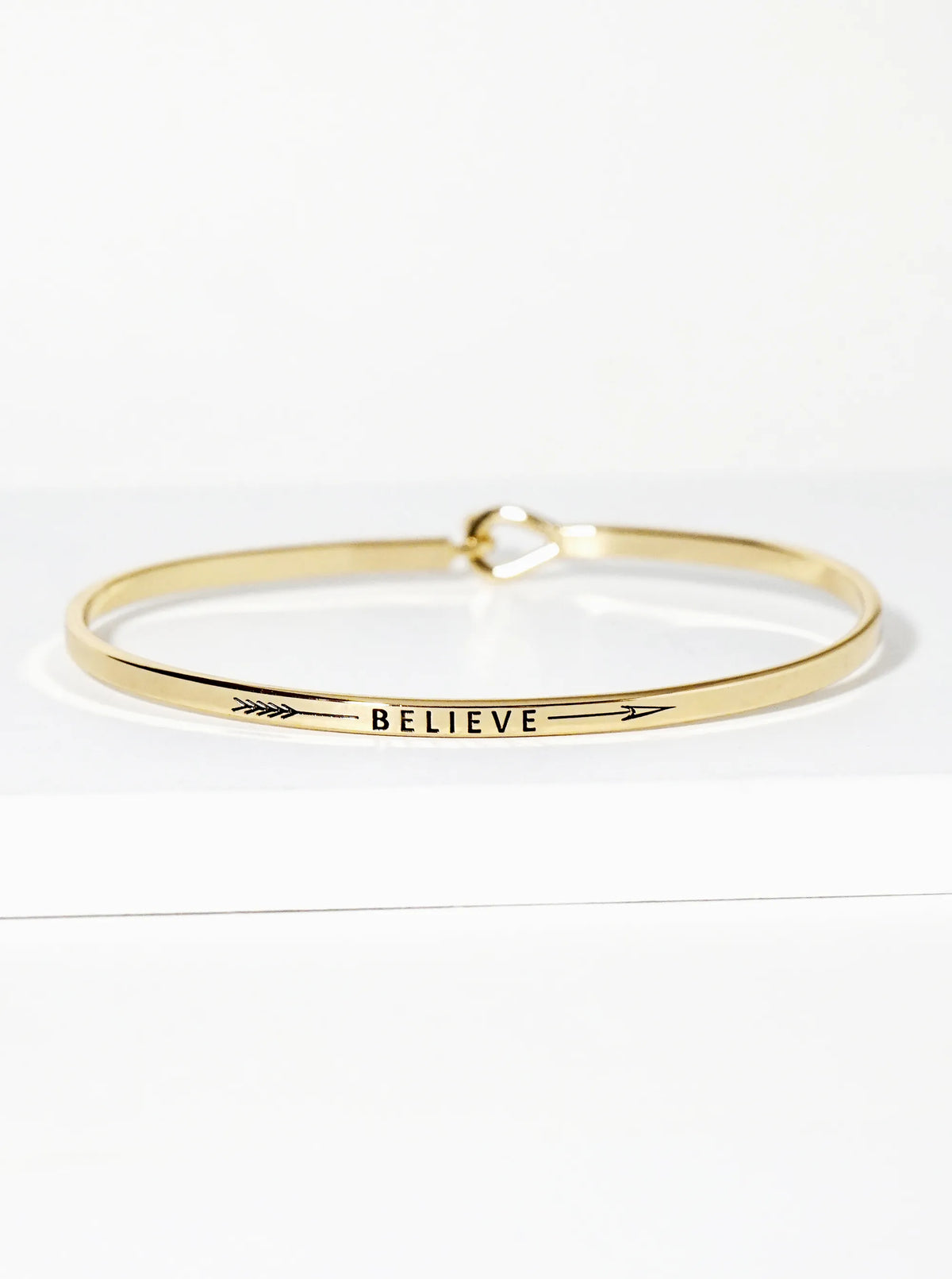 Believe Arrow Engraved Inspirational Bangle Bracelet