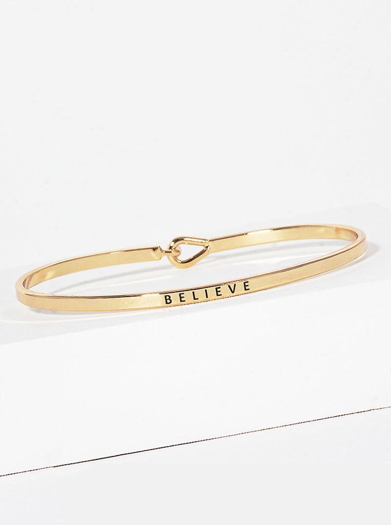 Believe Engraved Inspirational Bangle Bracelet
